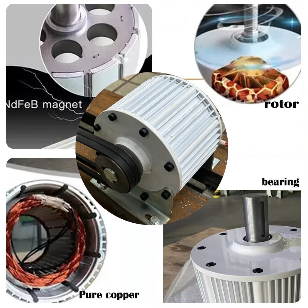 Low Noise Low RPM 50HZ 10KW-40KW 48V 96V 220V 380V 3Phase Motor Alternator Electric Permanent Magnet Generator With Motor