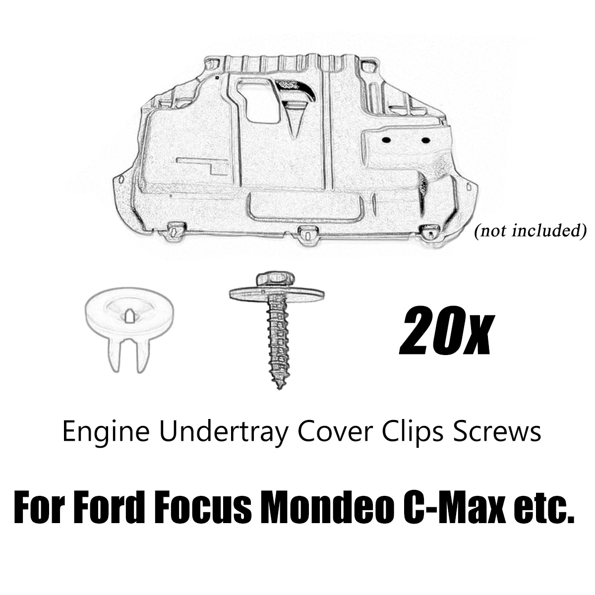 10er-Set T30 Motor Splash Shield Guard Undertray Cover Schrauben Bolzen Mutter Clip für Ford Focus Escape Explorer Ka C-Max S-Max Galaxy – Detail 5