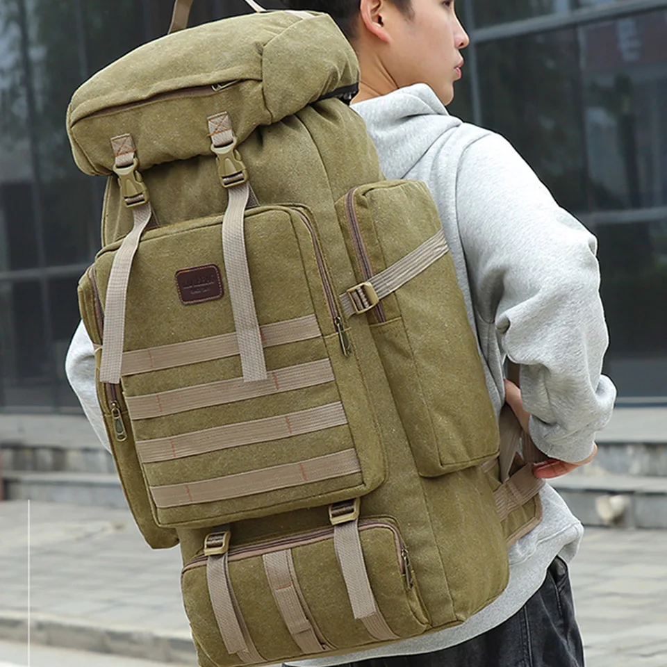 Large Capacity Canvas Travel Backpack Korean Version High-Quality Multi Compartment Storage Luggage Backpack For Men And Women