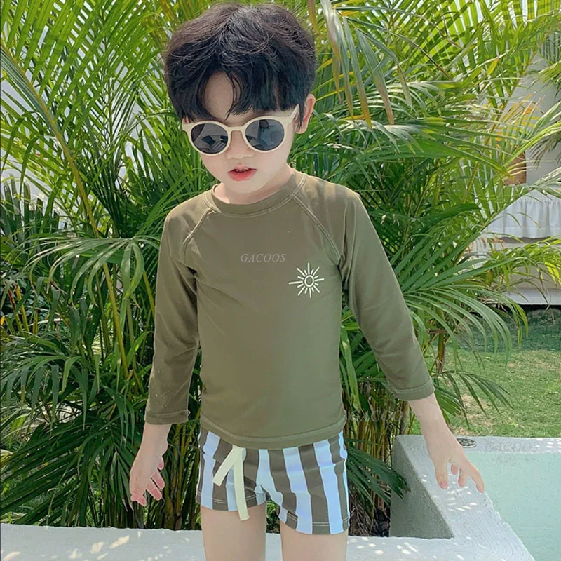 UV Baby Boy Swimsuit One Piece Swimming Jumpsuit Ruffles Bathing Suit SPF 50+ Long Sleeve Kids Swimwear for Girls 1-7 Years