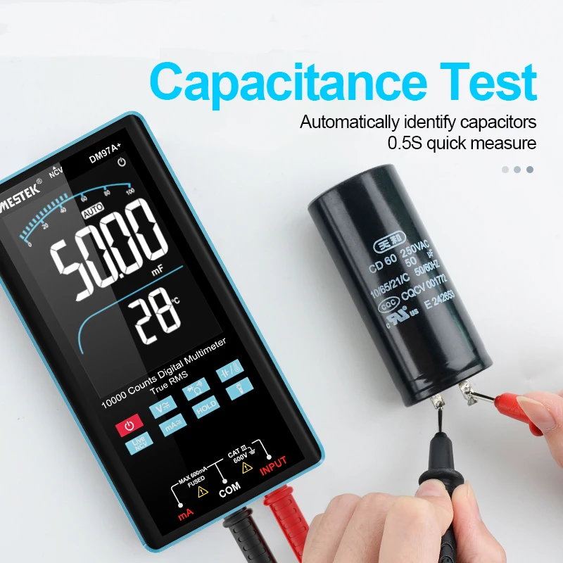 Digital Multimeter AC/DC Current Tester Electric Measurement 9999 Count NCV Temperature Measure
