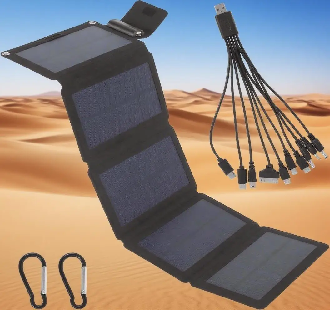 แผงโซลาร์เซลล์พับได้ 800 วัตต์ ที่ชาร์จโทรศัพท์ 5V แผงโซลาร์เซลล์แบบ USB  แบตสำรองพลังงานแสงอาทิตย์สำหรับโทรศัพท์มือถือ แคมป์ปิ้ง และกรณีฉุกเฉิน 1