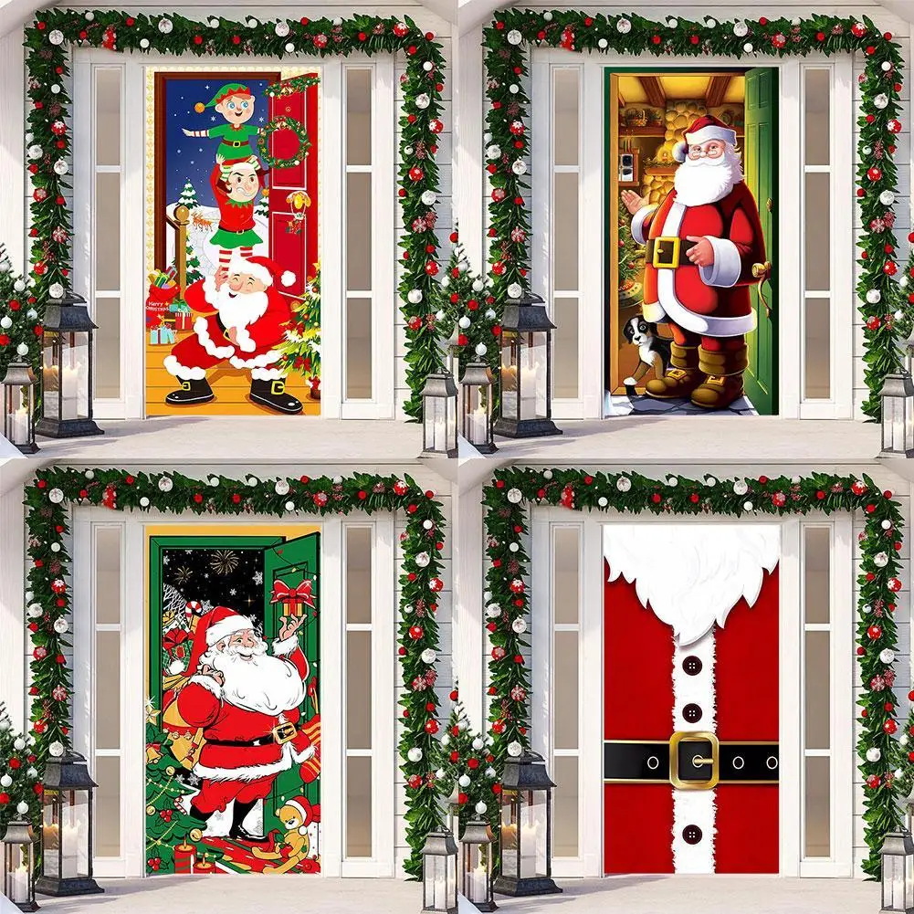 Christmas Elves Door Cover Festive Background Banner Per Party House Doors - Nightmare Before Christmas Decorazioni Per Esterni Puntelli