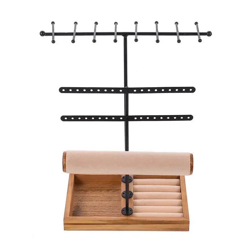 Jewelry Stand Holder Display Organizer Earring Necklacestud Rack Bracelet Storage Tower Earrings Tray Wood Watch Desktop Box