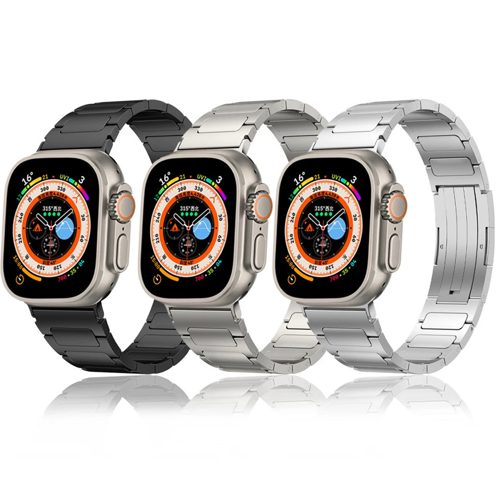 

Titanium Alloy Strap For Apple Watch Ultra 2 Band 49mm 44mm 45mm 40mm 41mm 45 44 mm Link Bracelet iWatch Series 9 3 7 8 SE bands