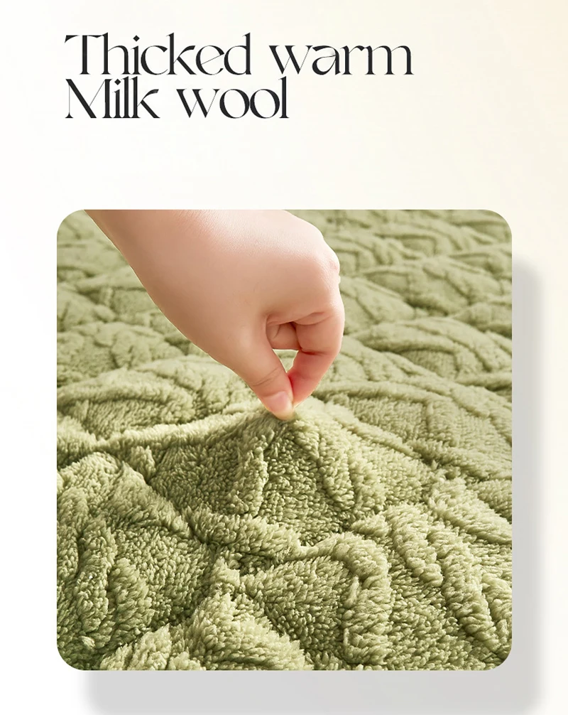 Description Picture 6 of itemThick Fleece Mattress Pad Warm Coral Fleece Bed Blanket Pads for Winter Solid Color Bedsheet Protector Cover for Double Beds