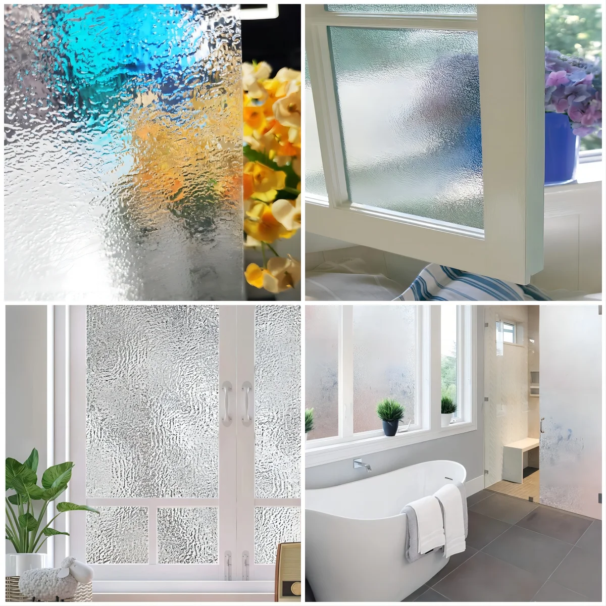 Glass Window Film Window Privacy Film Frosted Vinyl 3D Decorative Decals Non Adhesive Bathroom Living Room