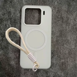 Magnetic 2 - in - 1 Design Phone Case with Hand Wrist Strap - Xiaomi 14 Pro (White)