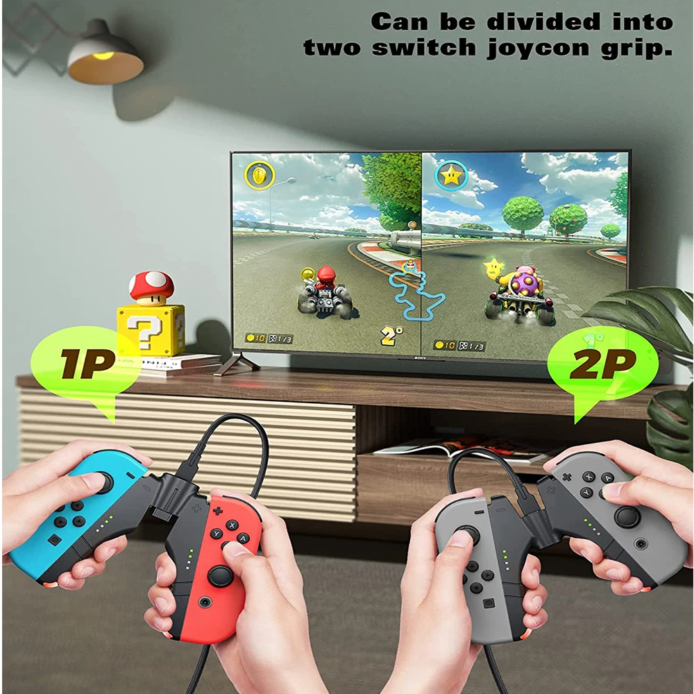 3 In 1 Joycon Charger Grip for Nintendo Switch/ Oled Controller Charger Led Indicator Charging Dock Station Handle Grip