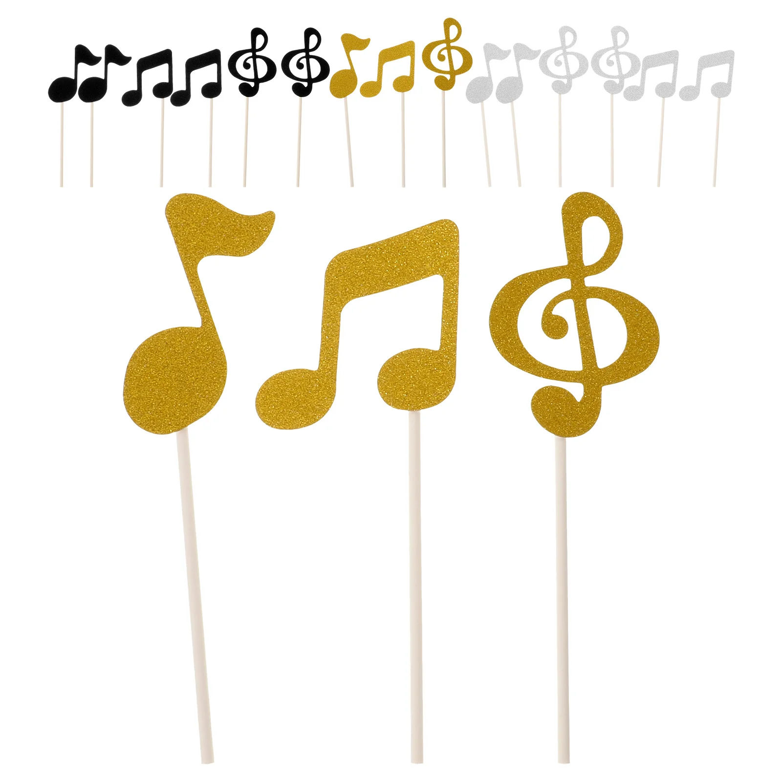 

18PCS Glittery Music Notation Birthday Cake Toppers Set Musical Notation Party Decoration for Baby Shower Wedding Birthday