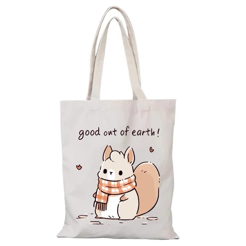 Canvas-Einkaufstasche, Cartoon-Öko-Tasche, Charakter, Stofftaschen, Handtaschen, Damenhandtasche, Shopper, Einkaufen, Strand, Schulter, faltbar, Dame – Detail 8