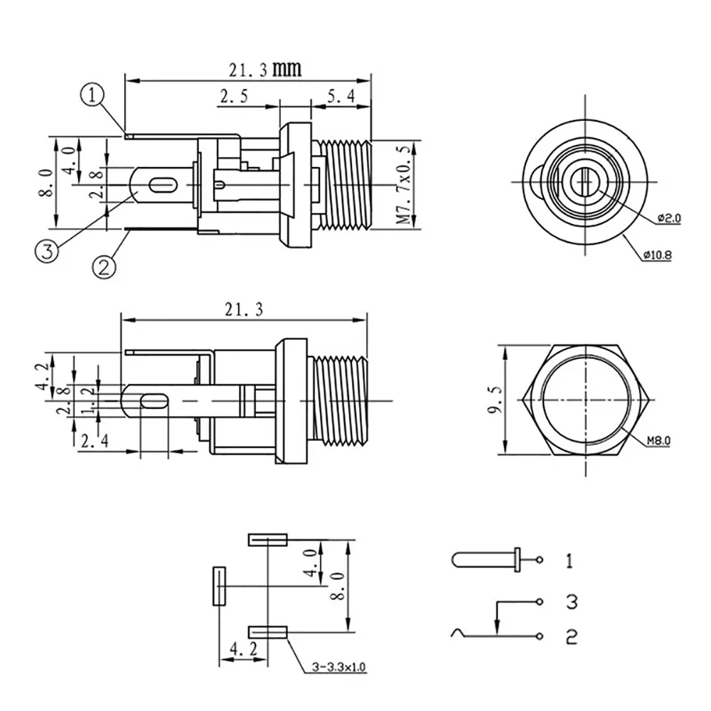 10 Stück Gleichstrom 2,1 1, 5 2,5x5,5mm Steck verbinder Gleichstromst ecker Stecker Buchse Buchse Mutter Schalttafel einbau Gleichstrom adapterst ecker – Detail 4