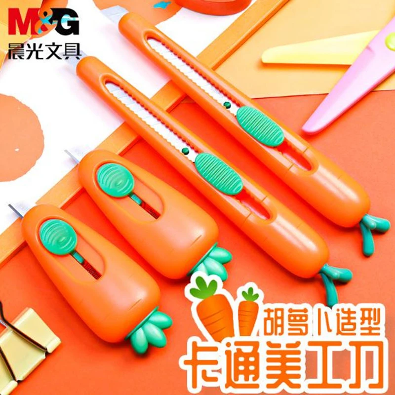 1p Portable Mini Utility Knife Carrot Art Manual Express Unpacking Envelope Paper-cutting Art Knife Office School Stationery