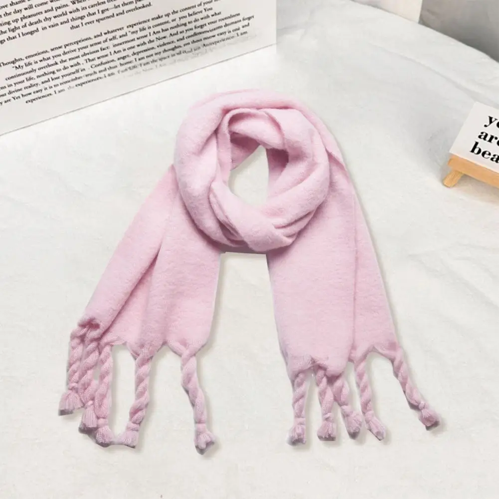 

Lady Windproof Scarf Cozy Winter Scarf Stylish Twisted Tassel Design Thick Warm Neck Protection Windproof Long Lady Shawl Women
