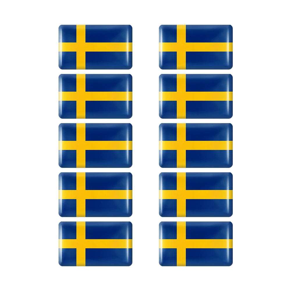 10pcs Epoxy Sweden Flags Sticker Car Interior Decoration Decal for VOLVO S40 S60 S80 S90 XC40 XC60 XC70 XC90 V40 V60 V70 Badge