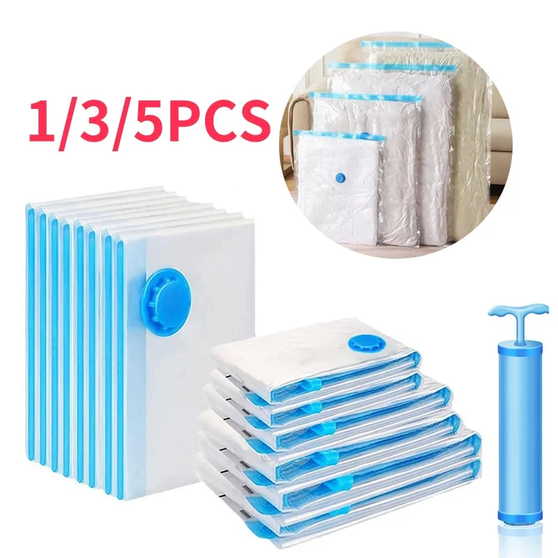 1/3/5/10PCS Vacuum Storage Bags with Valve for Quilt Compression Clothes Organizer