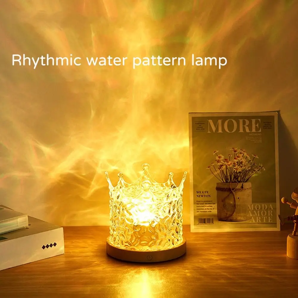 

3/ 16 Colors Water Ripple Light Touch Control With Remote Control Projector Night Light Flame Effect USB Rechargeable