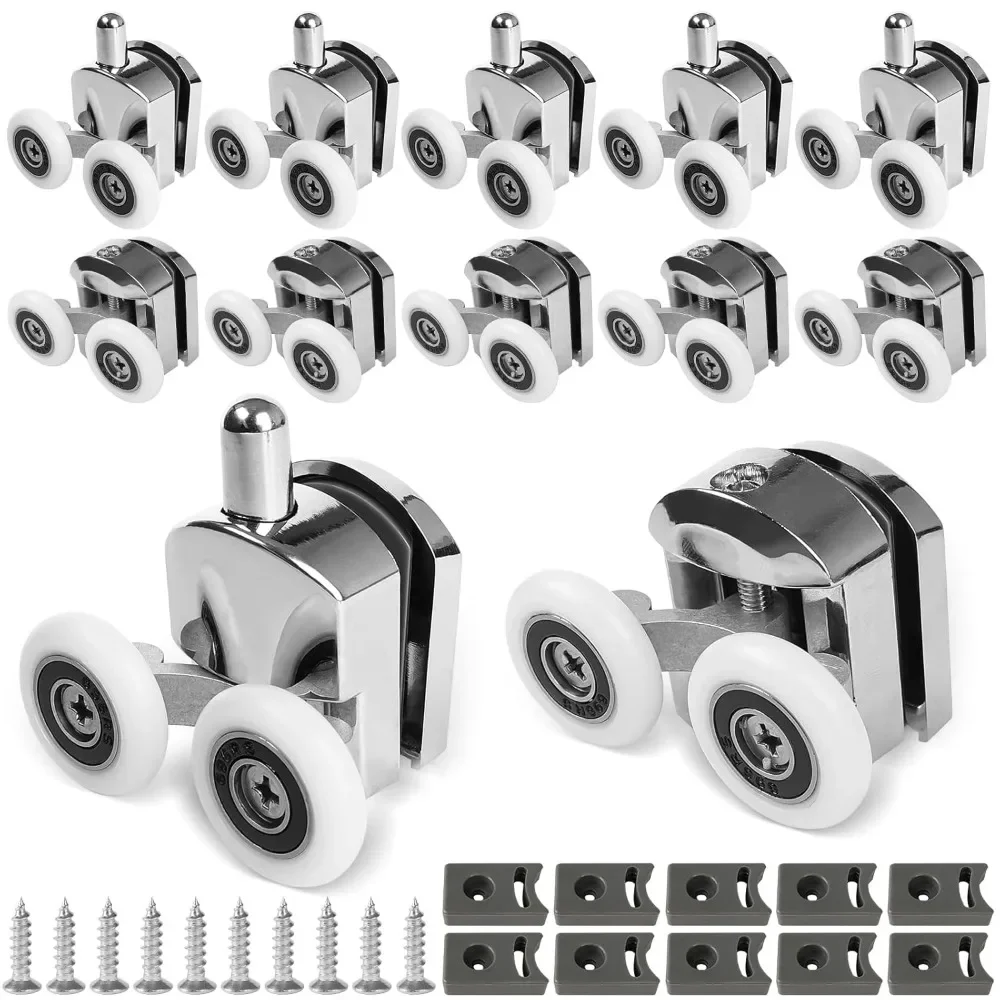 Shower Door Rollers Sliding Shower Cabin Pulley Double-Wheel Sliding Door Roller Bearing Wheel Runners Replacement