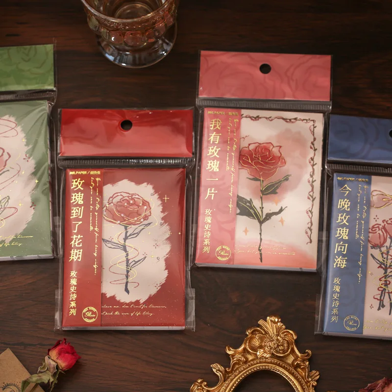 

60pcs/pack Notes Rose Epic Series Gilded Rose Hand Account Decorative Materials Memo Pad Non-sticky
