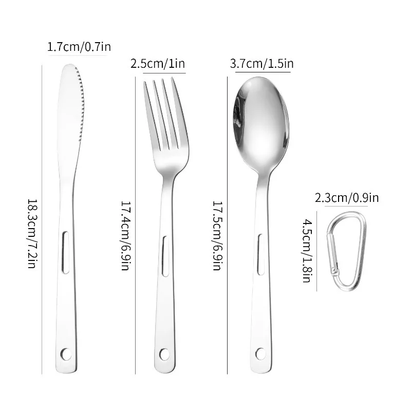 Description Picture 3 of itemSilverware Flatware Cutlery 1/3/6pcs Outdoor Camping Tableware Picnic Stainless Steel Knife Fork Spoon Travel Portable Tableware