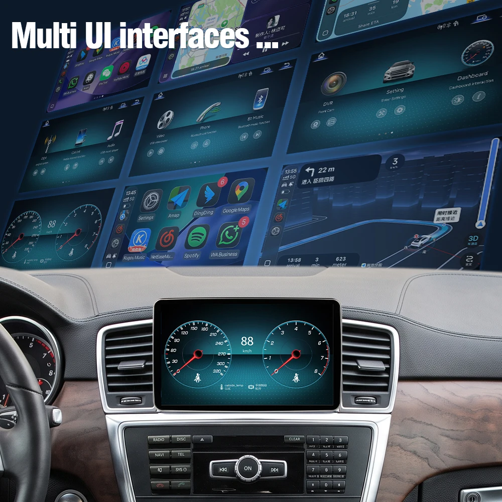 AUTOTOP Pantalla táctil multimedia para coche de 8.4 pulgadas, conserva el estilo original de fábrica, para Mercedes-Benz GL-CLASS X166/ ML-CLASS W166 2011-2015, sistema NTG4.5, radio Linux estéreo, CarPlay inalámbrico, Android Auto, navegación GPS, pantalla de tablero con velocidad y RPM en tiempo real. 5