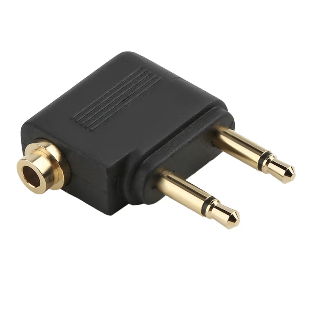 1-5pcs Dual 3.5mm Audio Adapter Plug Adaptor Jack Headphone Converter Adapter Headset Connector Airline Airplane Travel Earphone