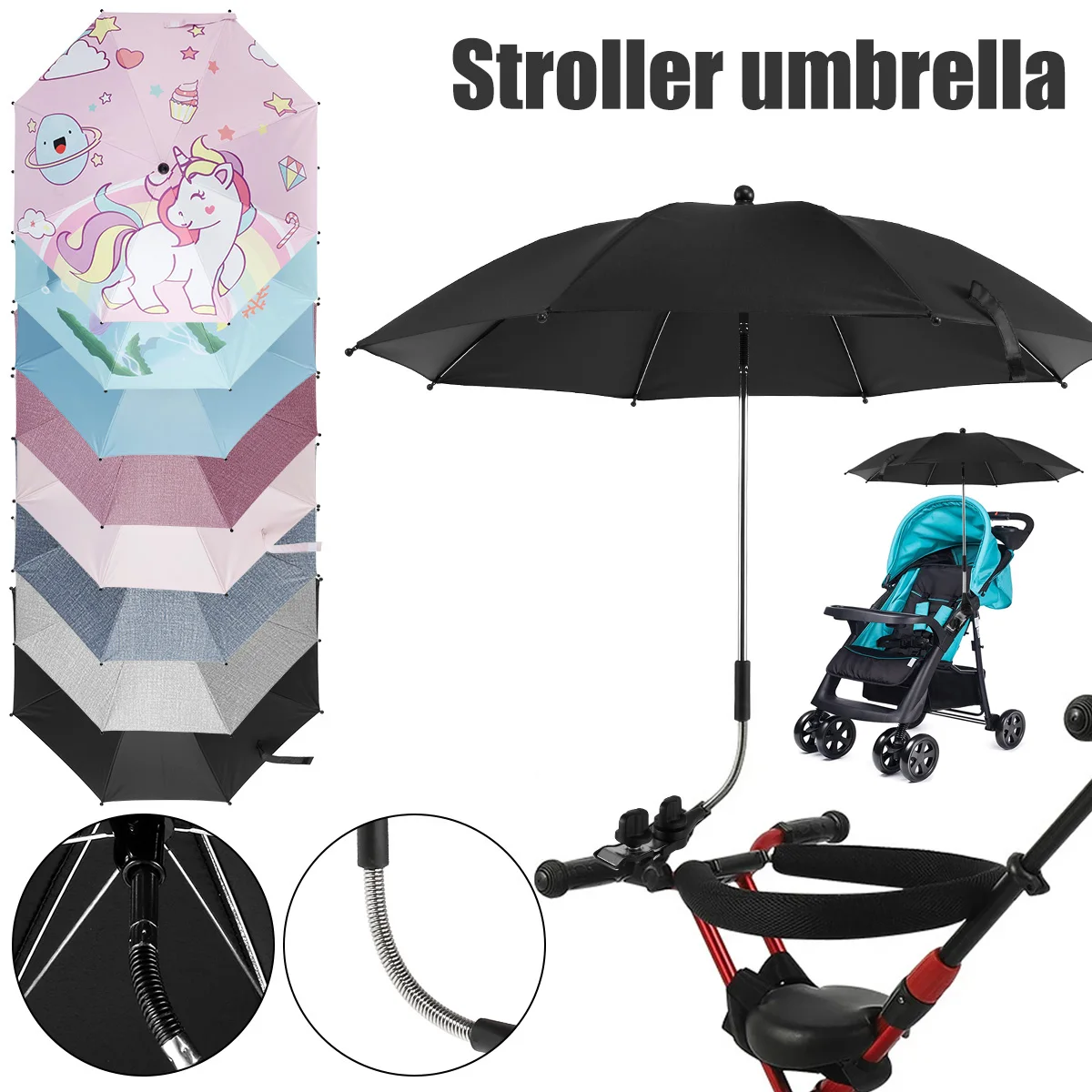 Universal Baby Car Pram Umbrella Adjustable Shade Rainproof 360&deg; UV Protection for Stroller mini umbrella mini sun umbrella sun umbrella automatic sun umbrella kids umbrella