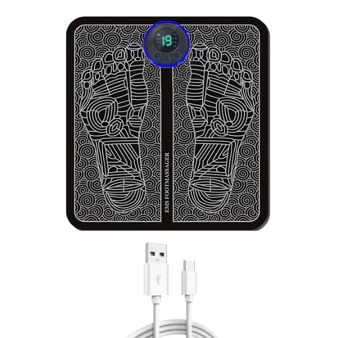 Fußmassagegerät, Stimulationspad, elektrische Fußmassage mit Fernbedienung, 8 Modi, 19 Stärkestufen, leicht, lindert den Fußdruck