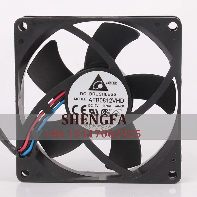 

DELTA Case Fan Dual Ball Bearing AFB0812VHD 80X80X20mm 8020 8CM 12V 0.50A Server Switch Cooling Fan