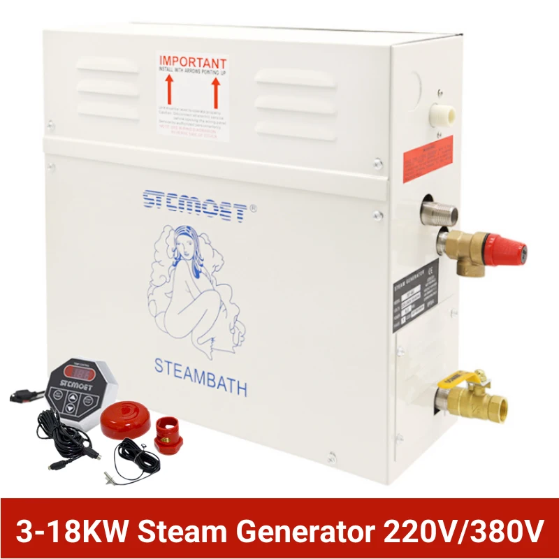 

Home Steam Generator 220V/380V For Sauna Room Shower Power 3-18KW Steamer Maker Machine HotRoom Bath SPA Digital Controller