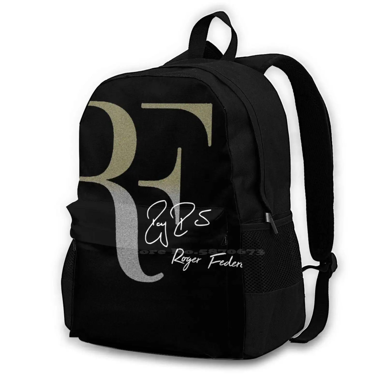 Rf Signature Black Tee Travel Laptop Bagpack School Bags Federer Roger Perfect Nadal Gold A Head Black Tennis Signature Cool