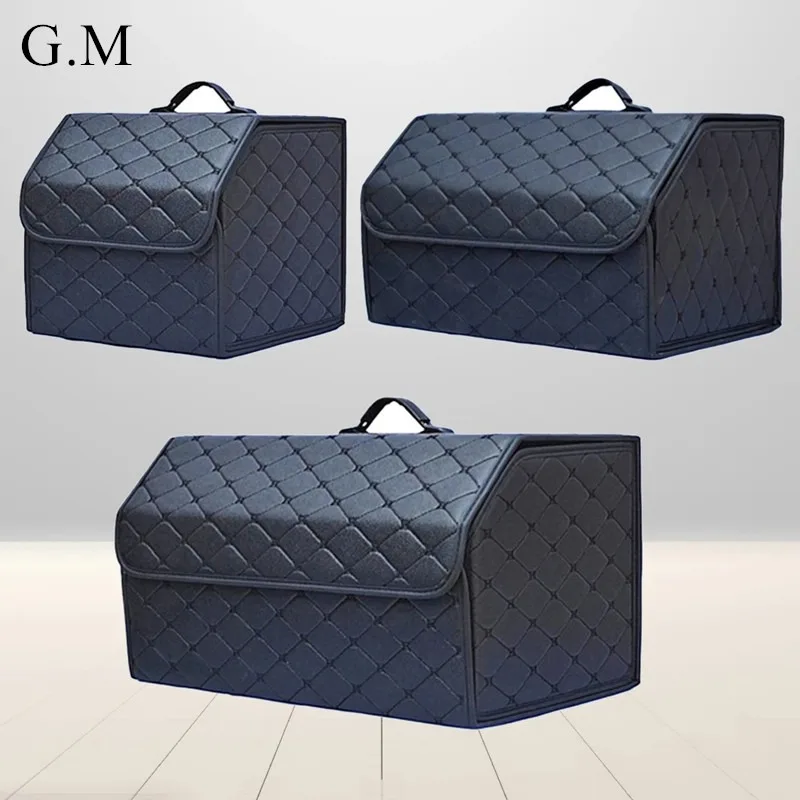 

Portable Foldable Car Trunk Storage Box PU Leather Large Emergency Storage Bag Multiuse Tool Leather Stowing Car Trunk Organizer