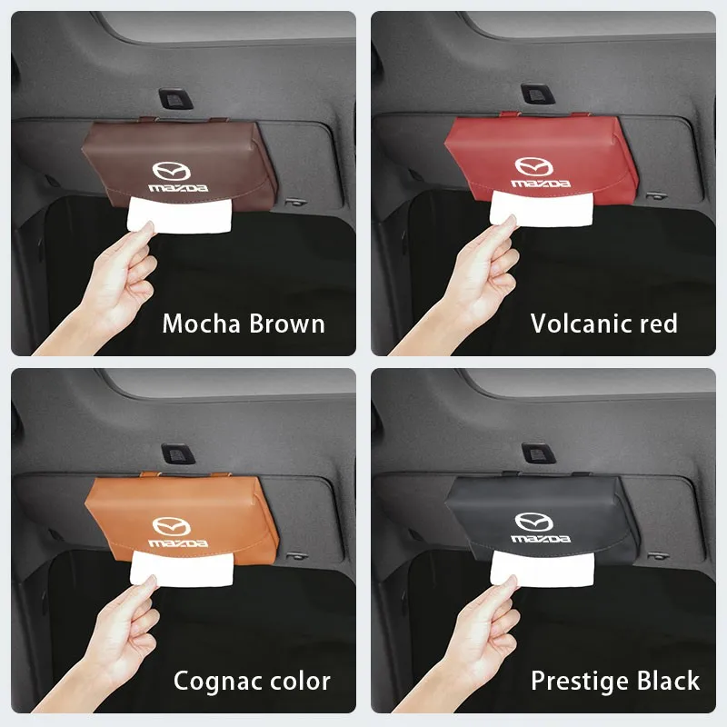 Car Leather Tissue Box Sun Visor Auto Door Napkin Case For Mazda 6