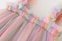 Toddler Girl Princess Dress Baby Rainbow Unicorn Tulle Costume Kids Summer Sleeveless Strap Dresses Newborn Birthday Party Cloth 5