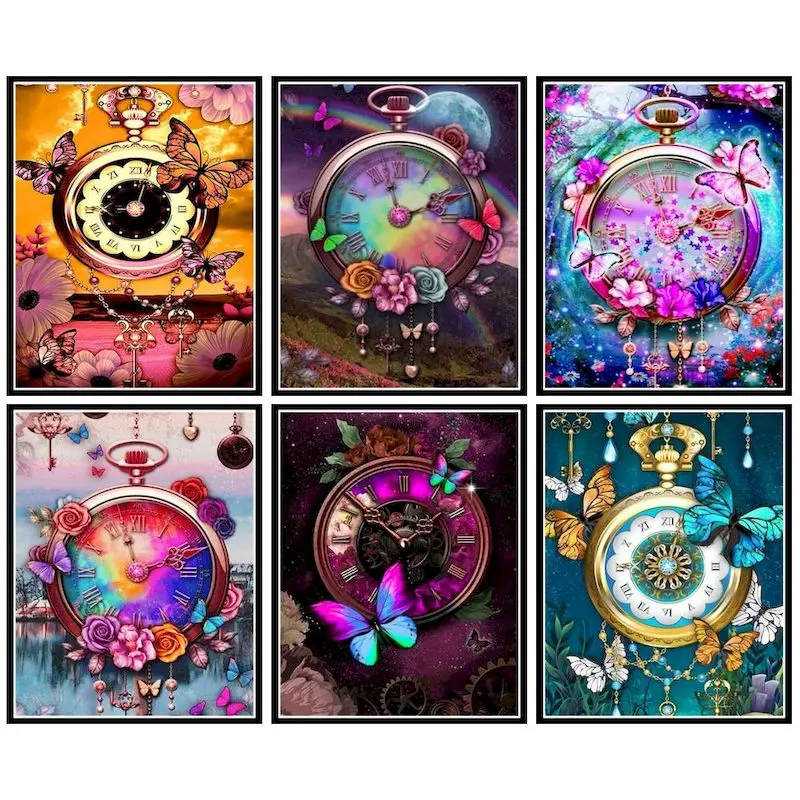 Картина по номерам GATYZTORY, абстрактные часы, Декор для дома, картина по номерам «сделай сам», рисование на холсте, ручная роспись, искусство