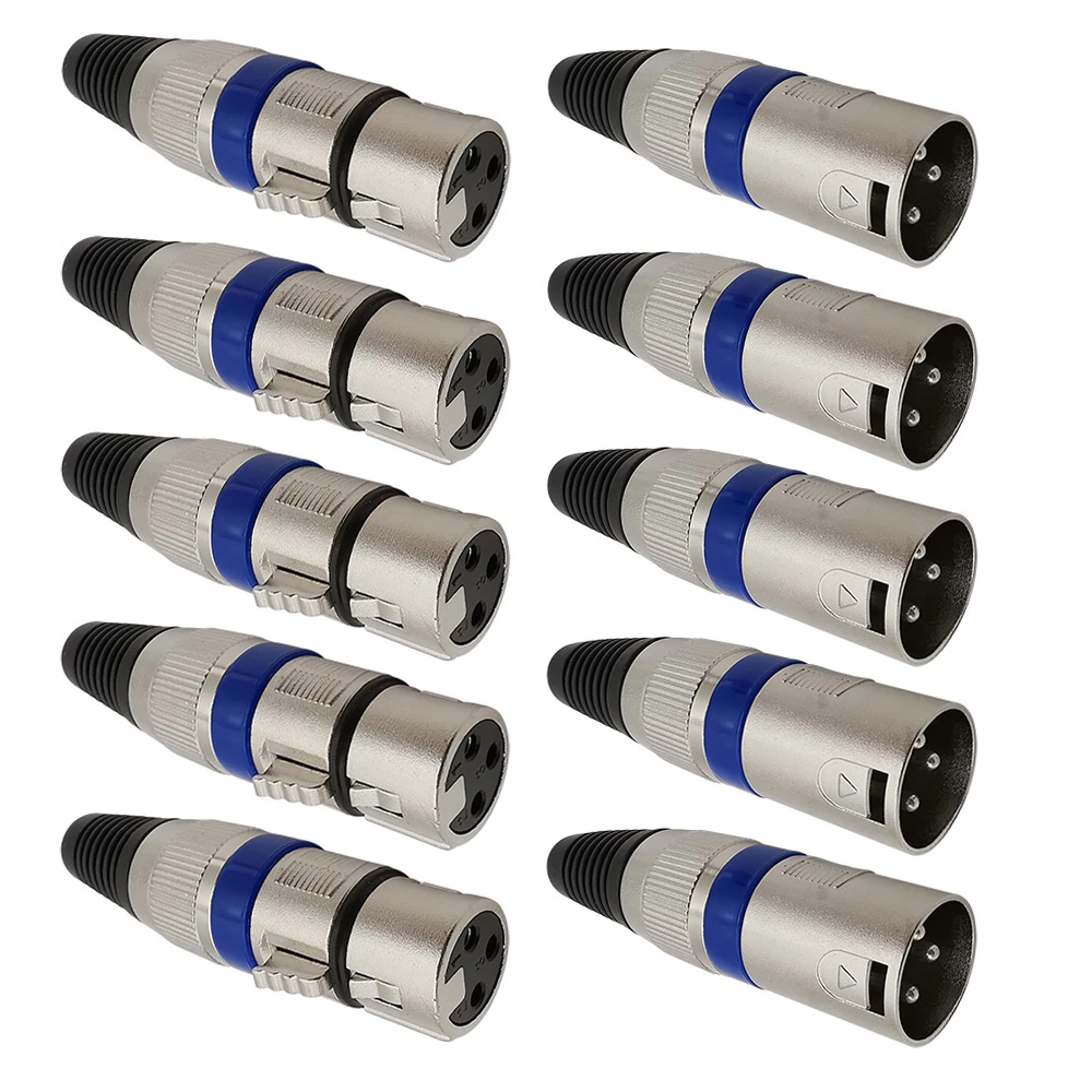 Microphone Cable Connector Xlr Adapter 10pcs 3pin Male Female Plug