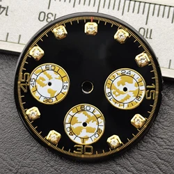 Black 29mm Dial with Green Luminous Accents and Custom Logo - Watch Hands and Accessories (Blue)