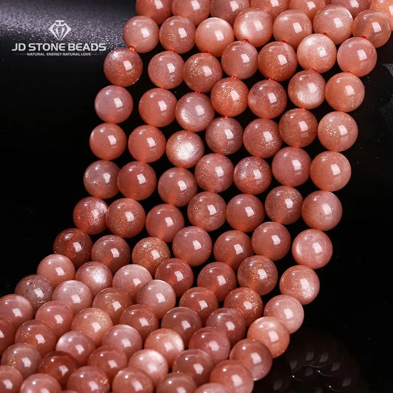 Natural Sunstone Beads Round Loose Spacer Smooth Faceted Gemstone 4 6 8 10 12mm For Jewelry Making DIY Bracelets Accessories loose spacer beads loose gemstone beads loose beads 7A