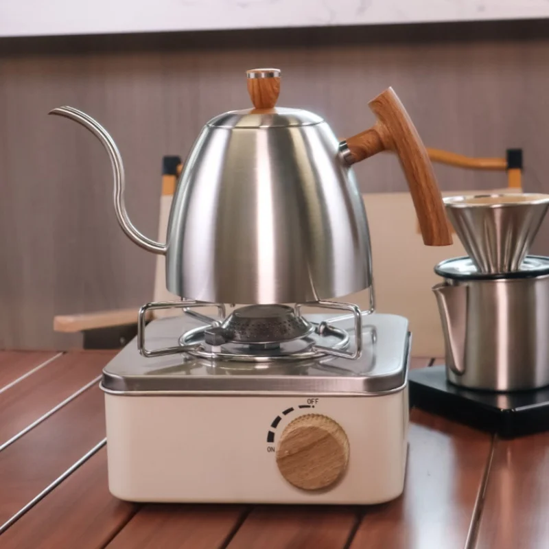 Stainless Steel Coffee Kettle with Wooden Handle for Home Brewing