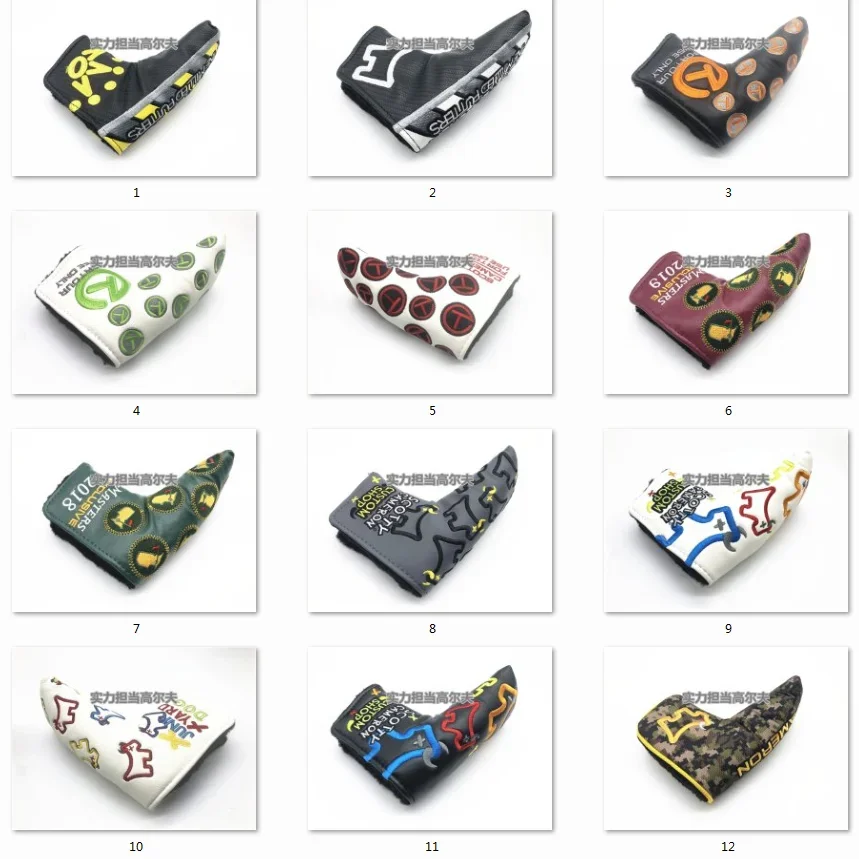 

Golf club blade putter head protective cap, Pu plush cover with high quality embroidered pattern, free delivery