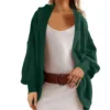 Women's Hoodies Autumn and Winter Jacket Hooded Temperament Commuting Loose Back Splicing Casual Cardigan Sweater 5