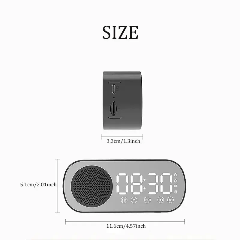Smart LED Mirror Bluetooth Alarm Clock with Speaker Functionality