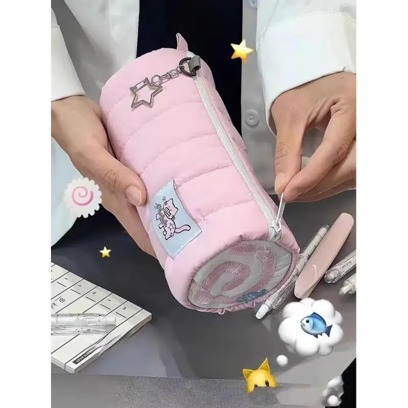

Мультяшный Кот розовая ручка сумка большой емкости пеналы девушка милая студентка складские принадлежности сумка, школьные принадлежности корейские канцелярские принадлежности