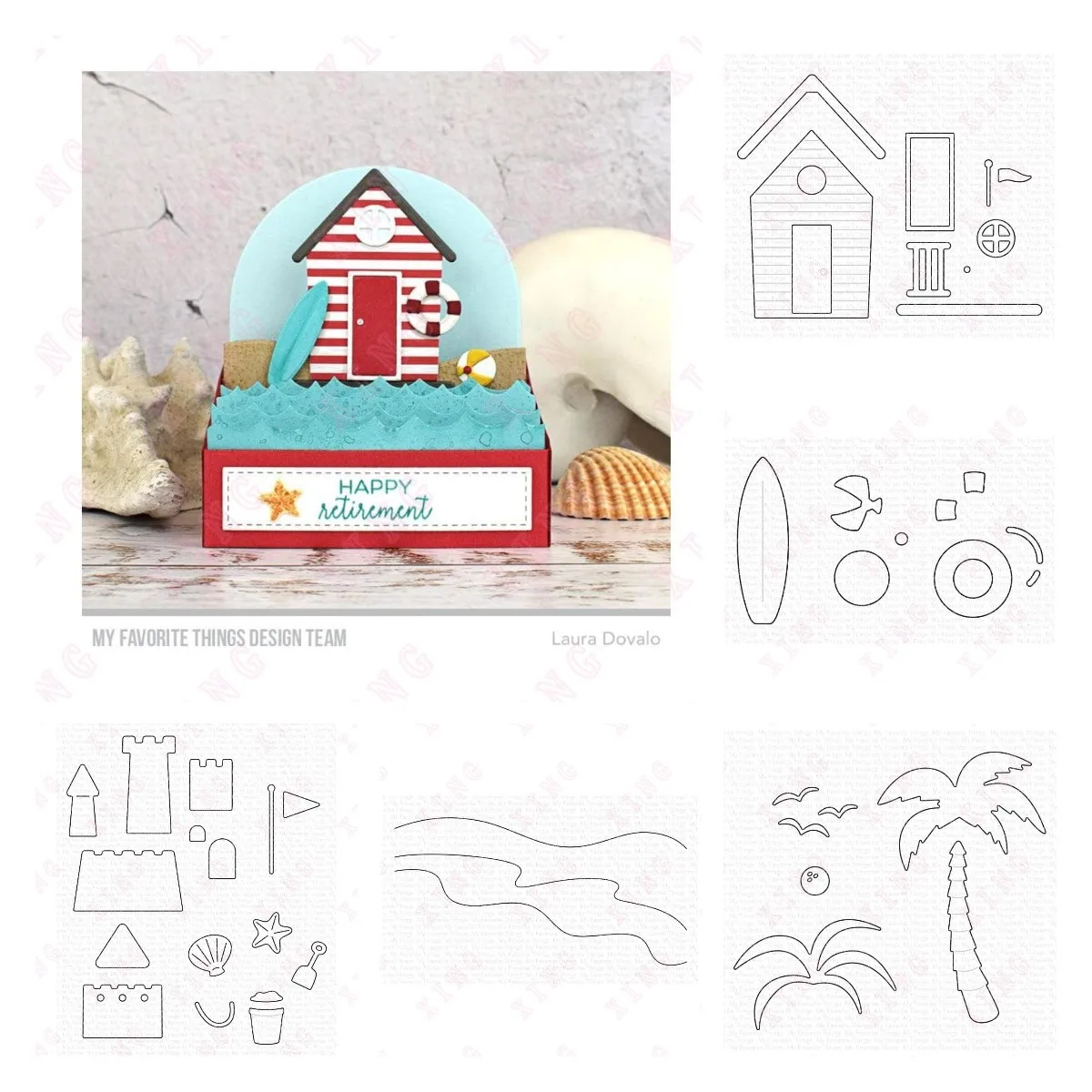 

New Beach Bungalow Accessories Shady Palm Sand and Surf Sandcastle Builder Metal Cutting Dies Diy Scrapbook Deco Embossing Molds