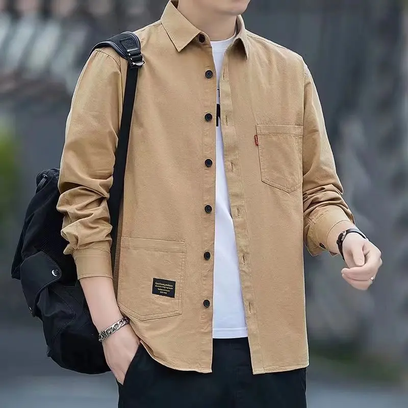 Pockets Button Handsome Turn-down Collar Shirts Spring Summer Comfortable Loose Cardigan 2023 Men\'s Clothing Thin Fashion Casual