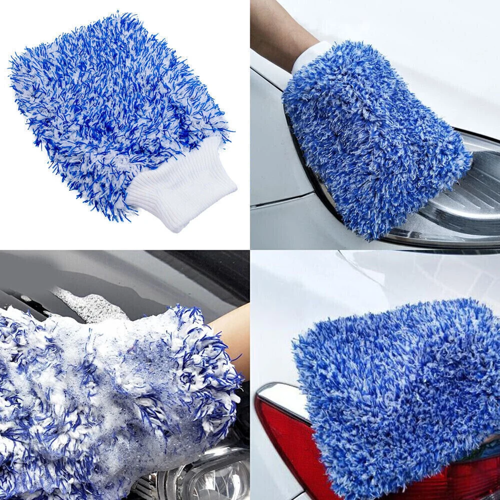 Car Cleaning Gloves Thickened Auto Cleaner Gloves Coral Fleece Double sided Cleaning Gloves for