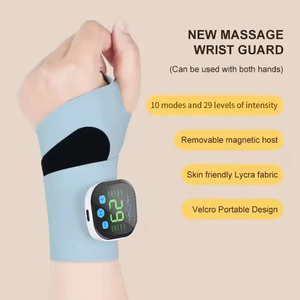 Electric Wrist Massager 5 Levels Compress 3 Levels Vibration Massage Wrist Guard Band Carpal Tunnel