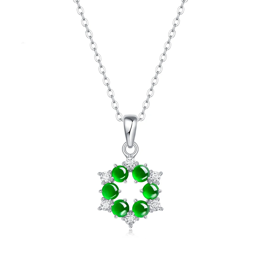 

Emerald Pendant Necklace S925 Silver Inlaid Emerald Roll Bead Curtain Ladies Necklace Silver Chain Clavicle Chain Female Jewelry