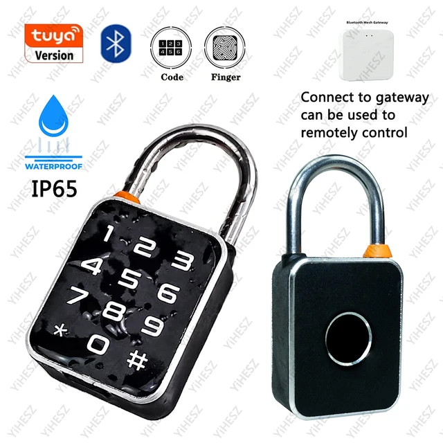 Tuya Smart Padlock Electric Biometric Lock IP65 Waterproof Ecurity Keyless Mini Smart Lock Password Fingerprint Anti-theft Lock 1