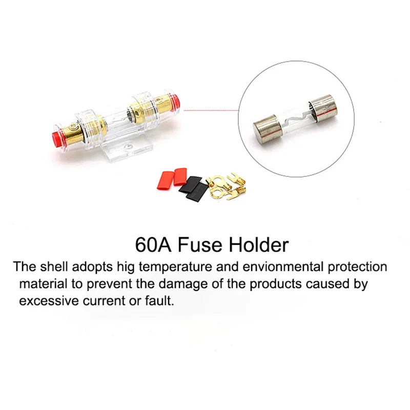 Power Cable 4.5m Amplifier Wiring 60Amp Fuse Holder Set Car Audio Wire Copper Clad Aluminum audio speaker cable audio speaker wiring kit car wire cable adapter audio cable electrical wire cable electronic wire cable car amplifier wiring kit
